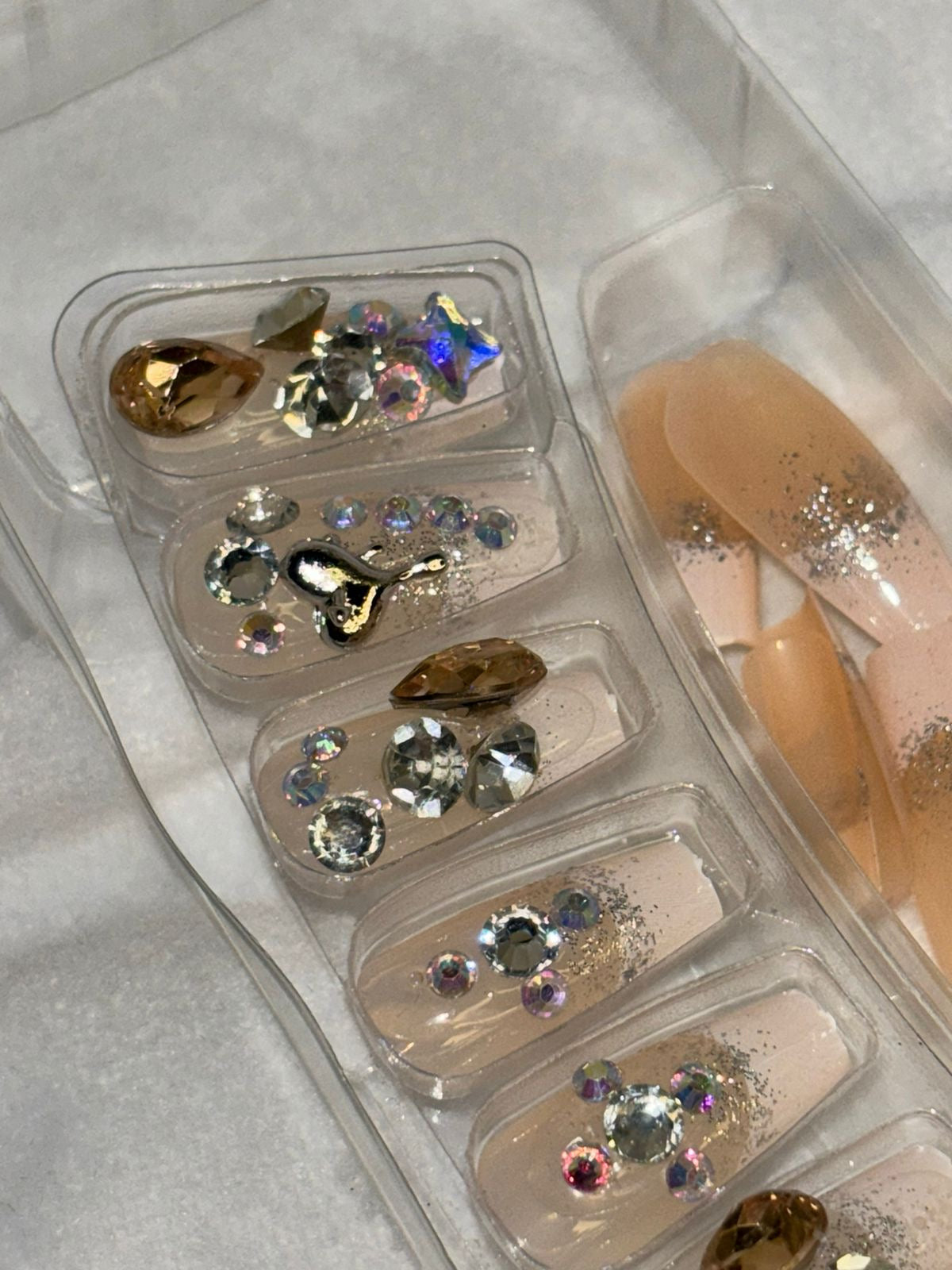 Nude Diamonds French Shimmery Fancy Party Bridal Press On Nails ( Set of 24 )