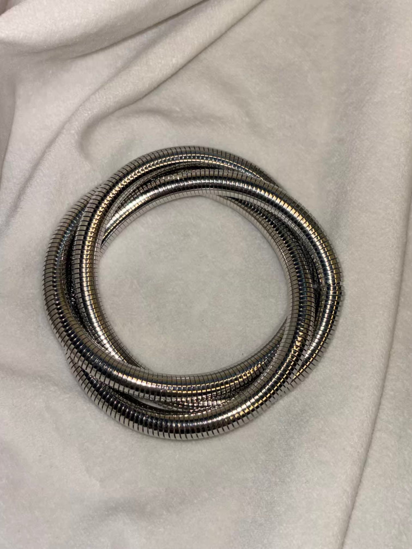 Stretchy Layered Silver Bracelet Cuff