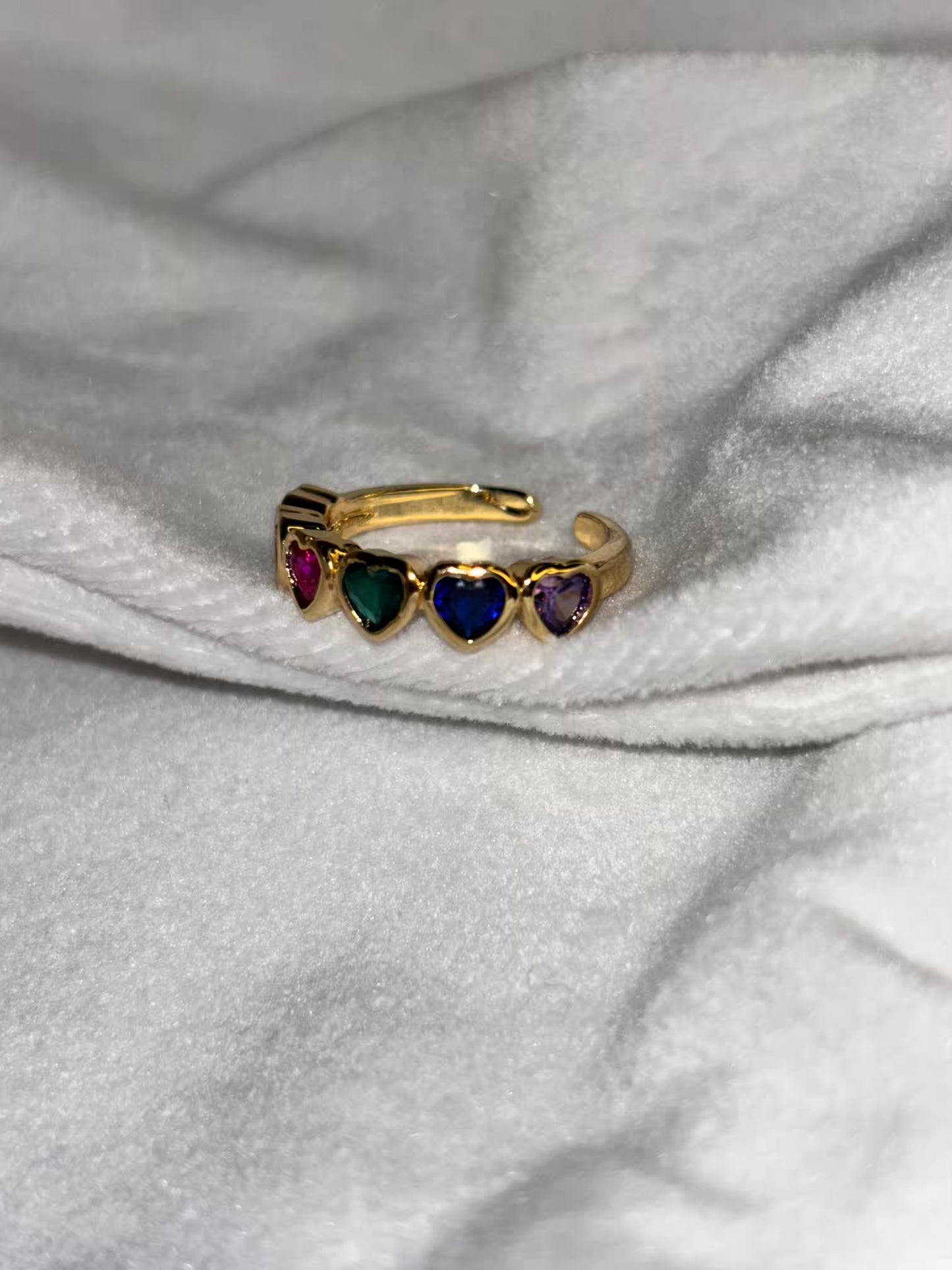 Multicoloured Hearts Ring- Adjustable