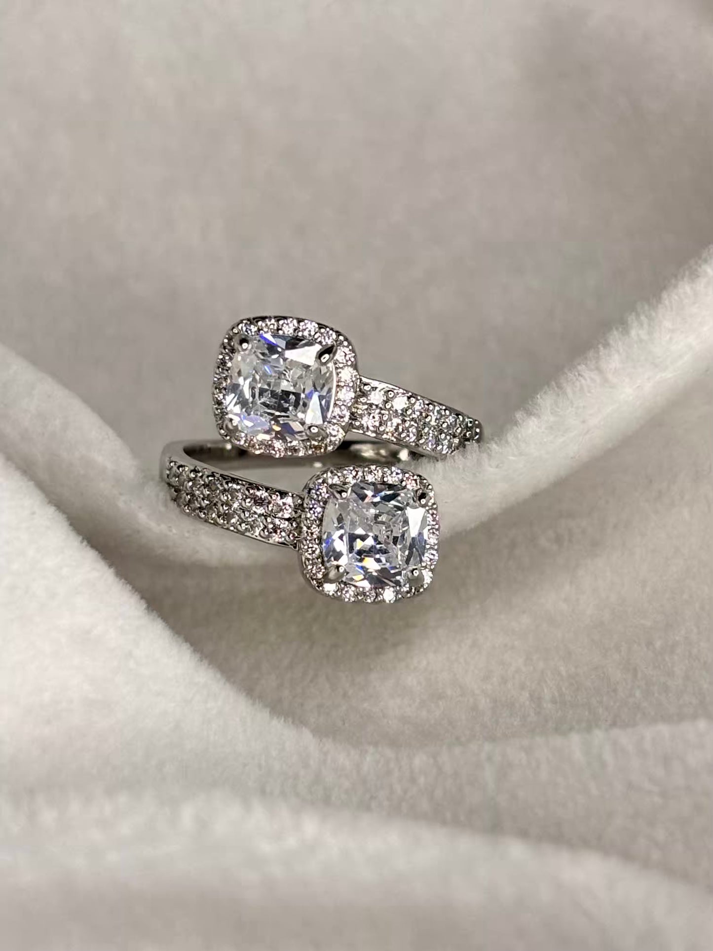 Dual Cushion Ring Silver Adjustable