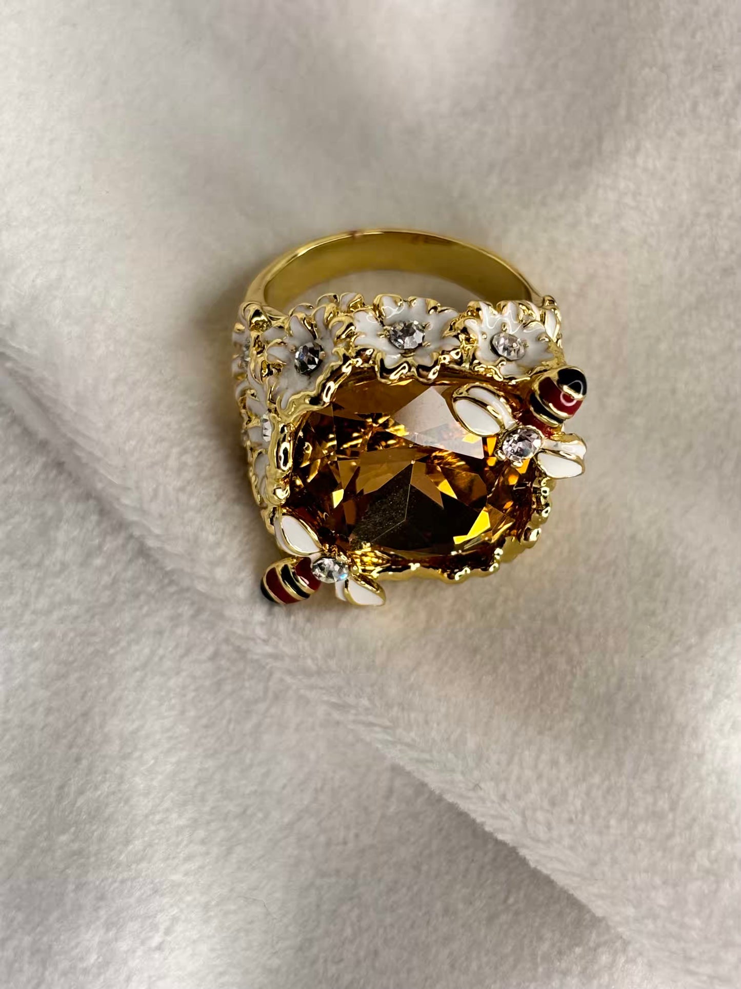 Honey Bee Infused Ring- Gold Size 8