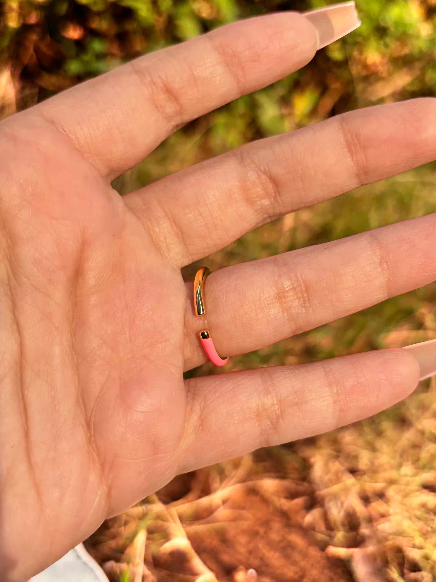 Ruby Pink Solitaire Band Ring - Adjustable