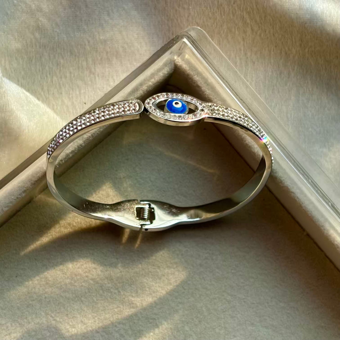 Evil Eye Silver Sleek Bangle