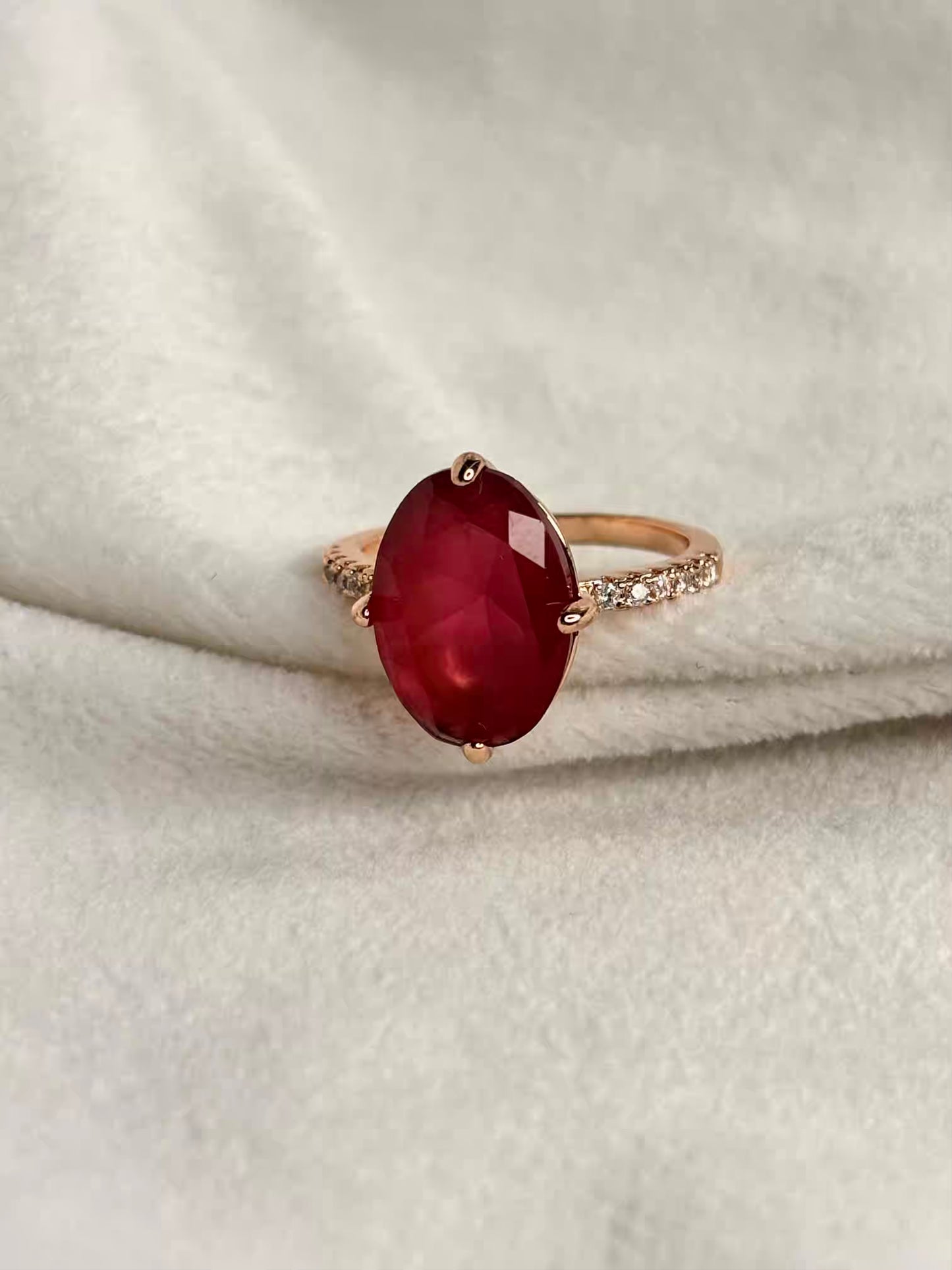 Red Ruby Oval Ring for Positive Vibes