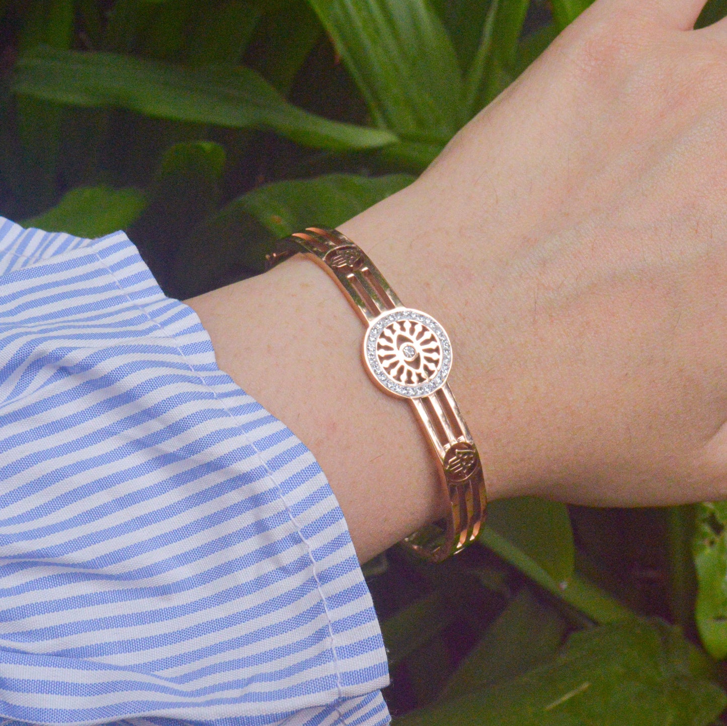 Designer Evil Eye Kada Bracelet Bangle - Rose Gold