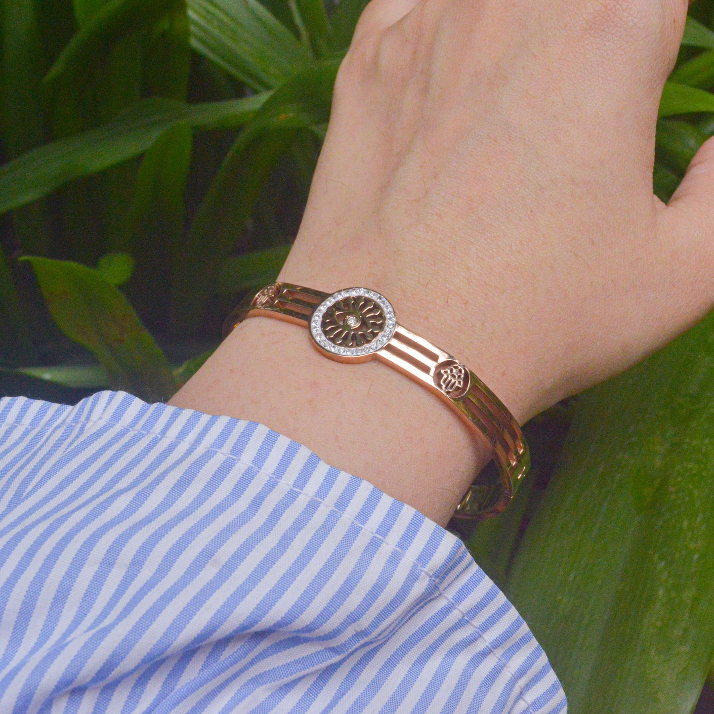 Designer Evil Eye Kada Bracelet Bangle - Rose Gold