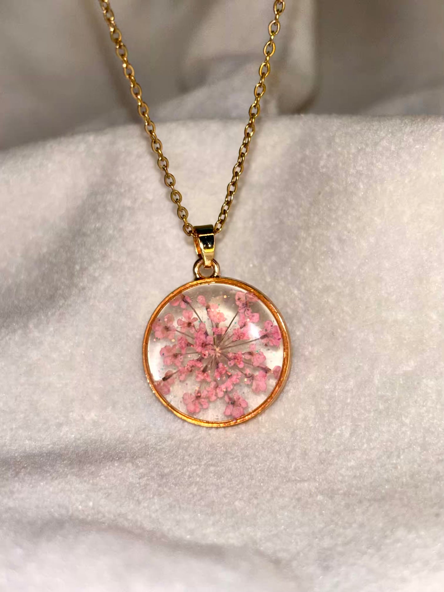 Baby Pink Floral Handmade Necklace