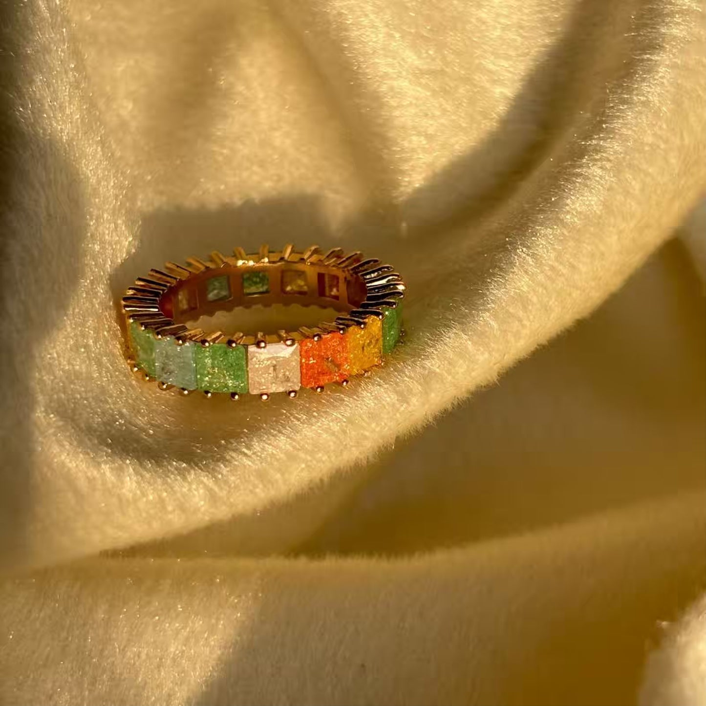 Multicoloured Milky Stones Ring
