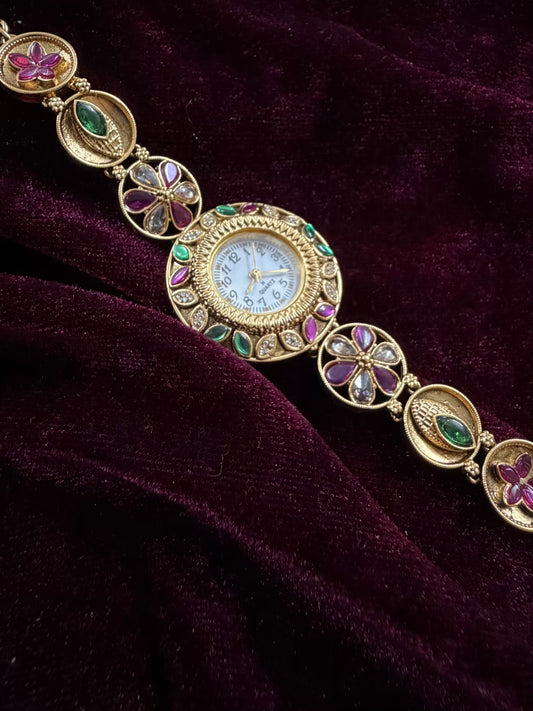 Designer Maharani Kundan Watch Design Heritage Bracelet