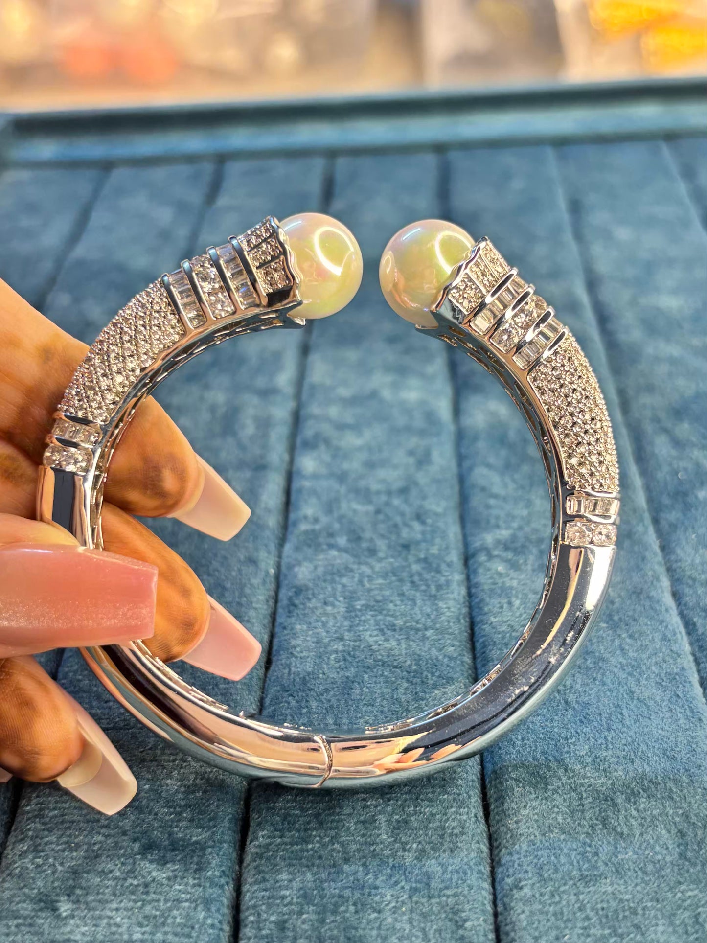 Pearls Luxury Rhodium Plated Bracelet