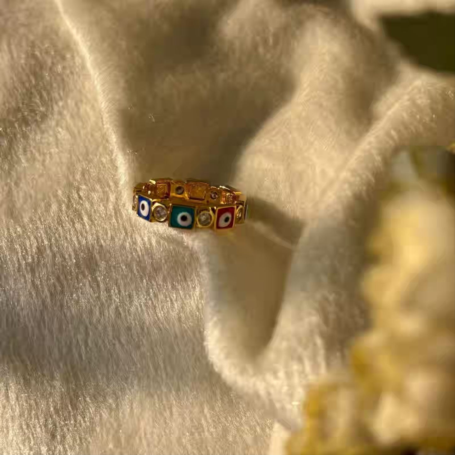 Evil Eye Blue Red Green Nazar Gold ( size 6 US )