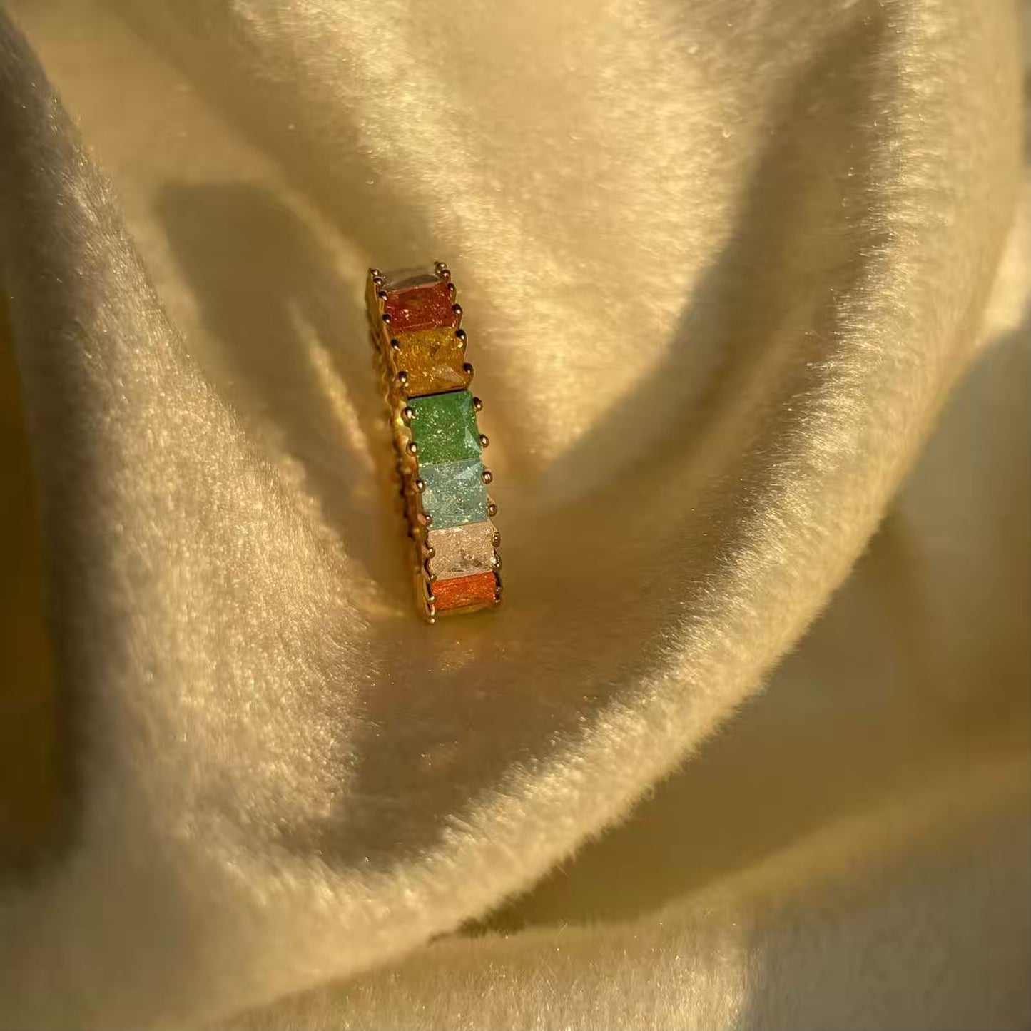 Multicoloured Milky Stones Ring