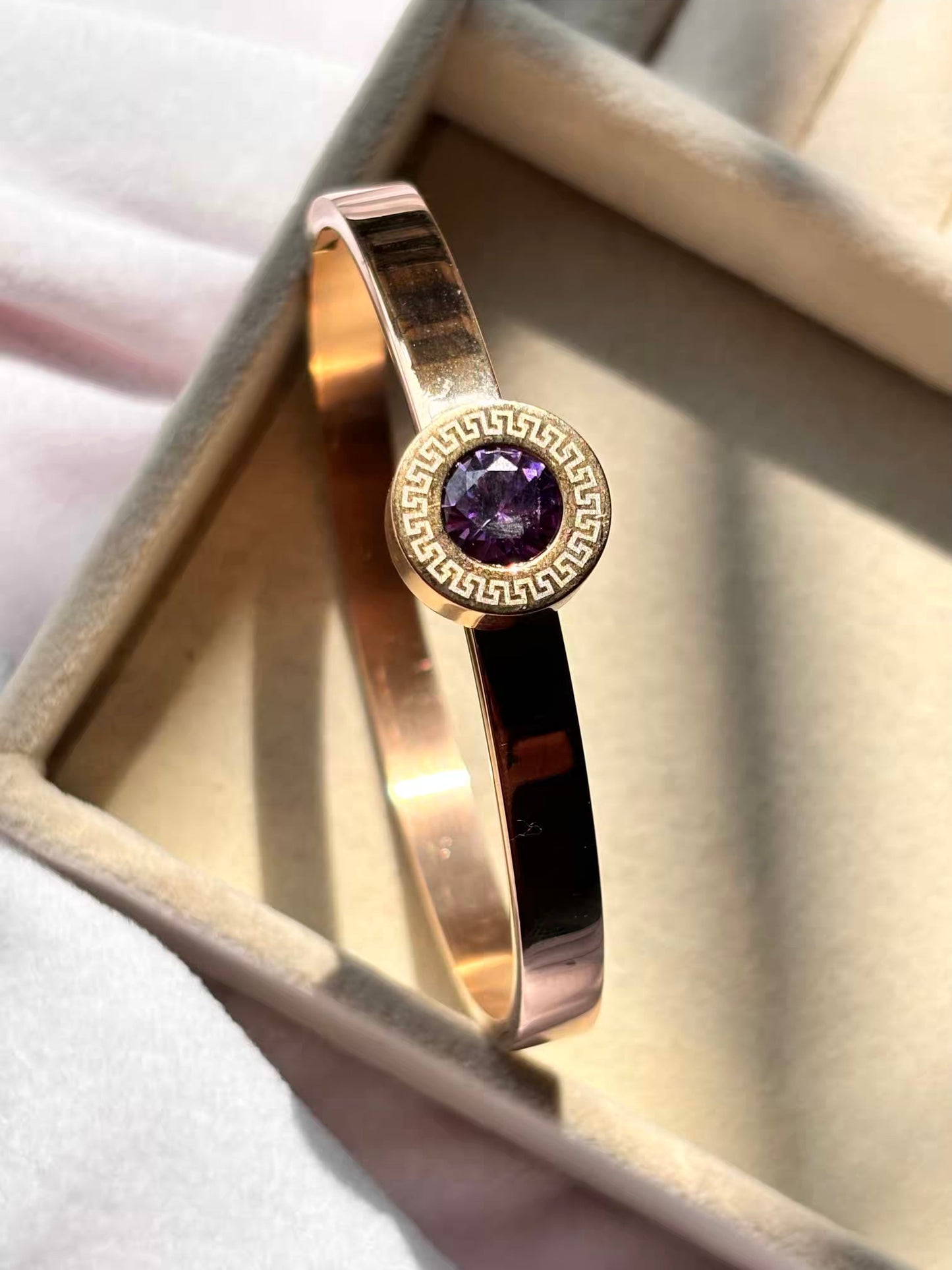 3 in 1 Changing Diamonds Kada Bracelet Bangle - 22k Gold Plated ( Orange , Purple , White )