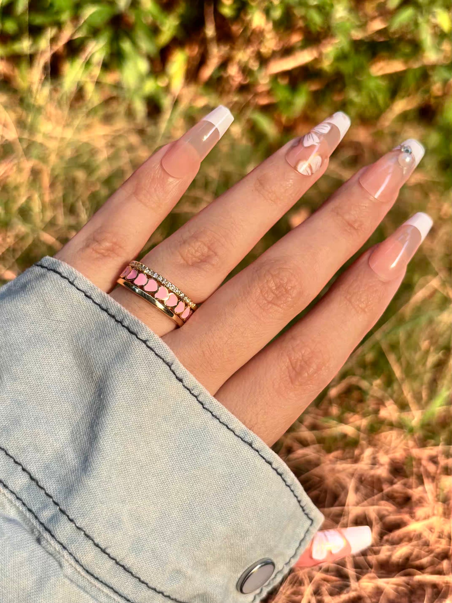 Pink Hearts Band Ring - Adjustable