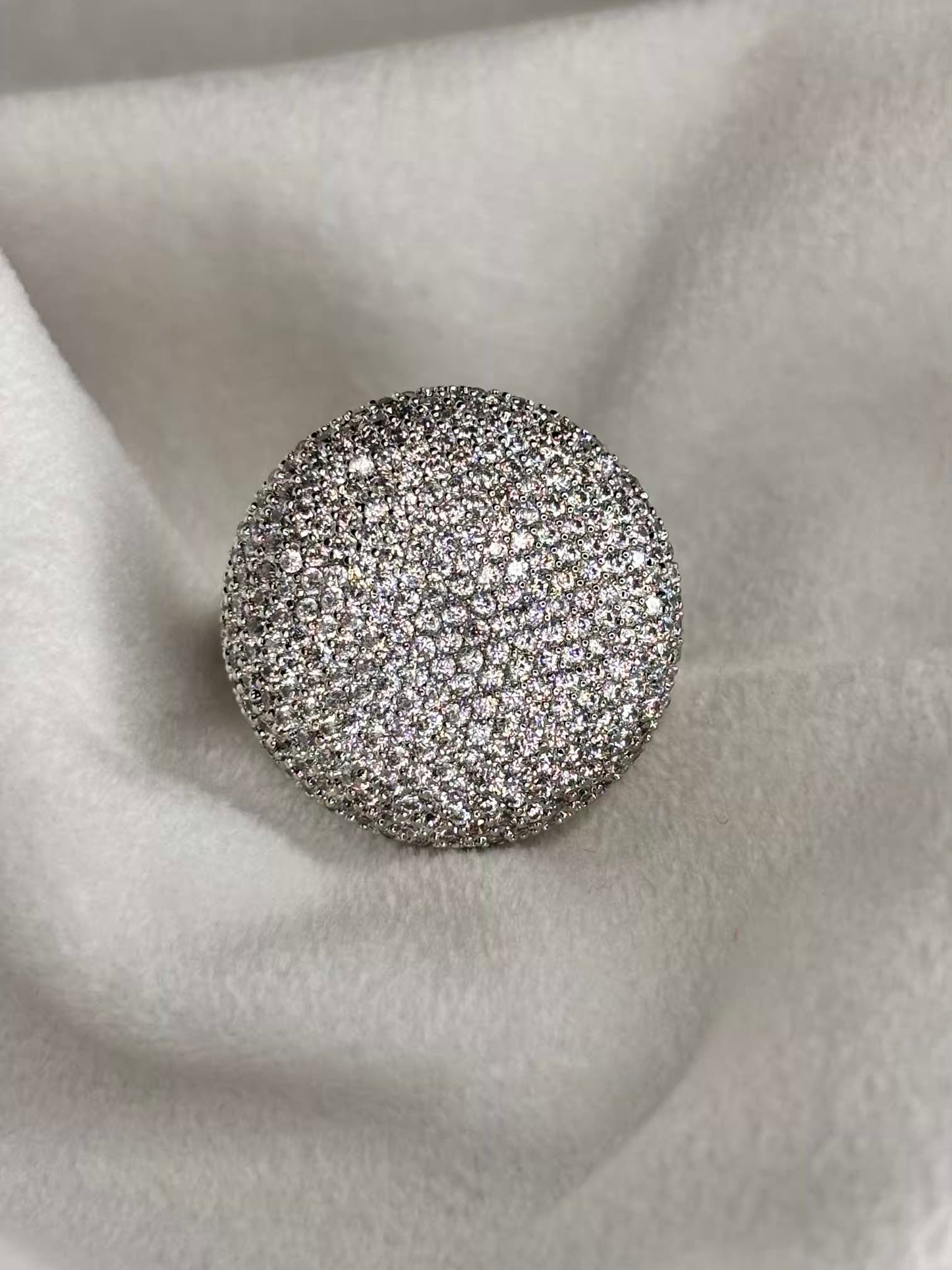 Rouge Silver Loaded Diamonds Ring Adjustable