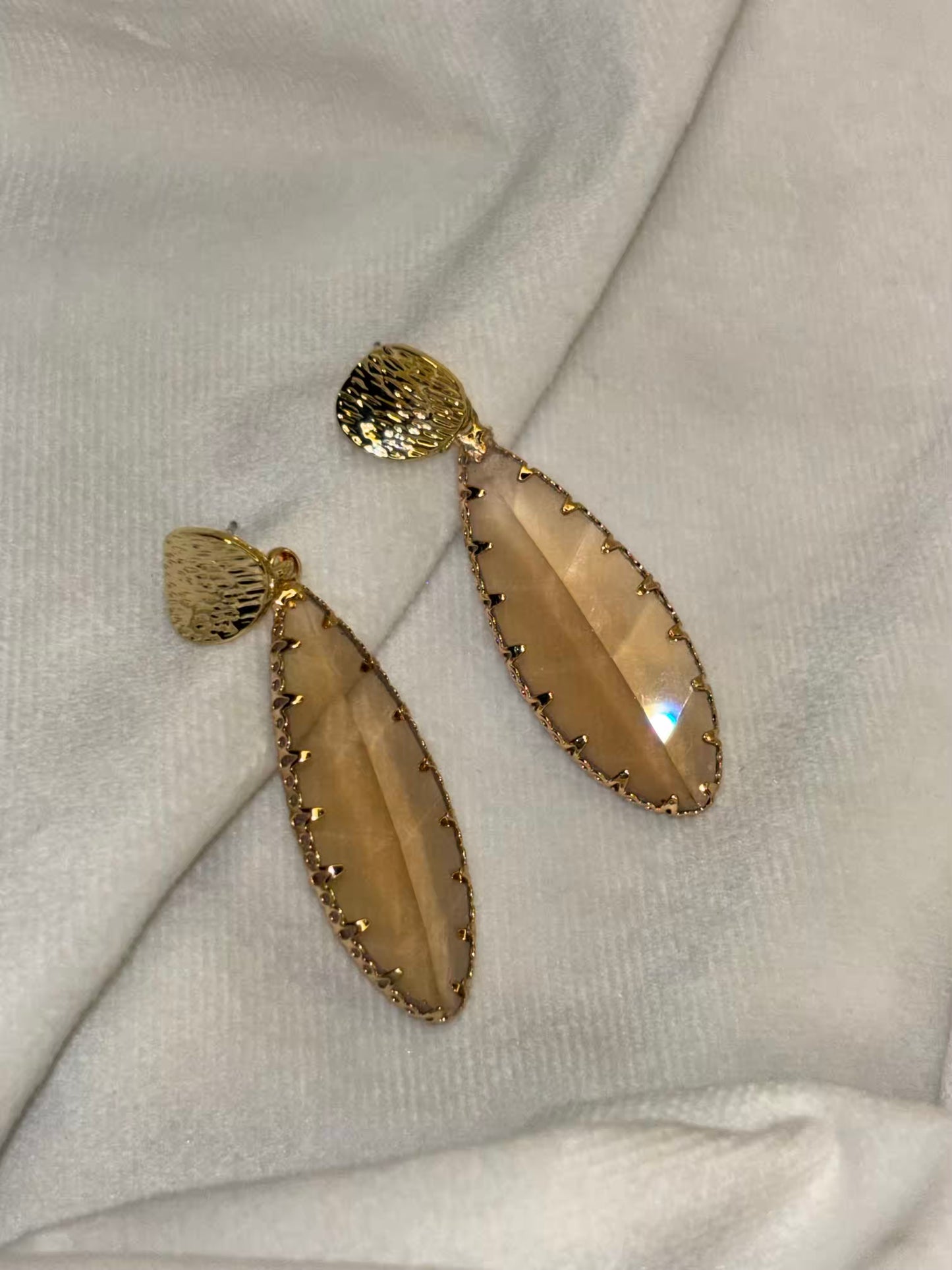 Peachy Leaf shaped Earrings - Gold Plated
