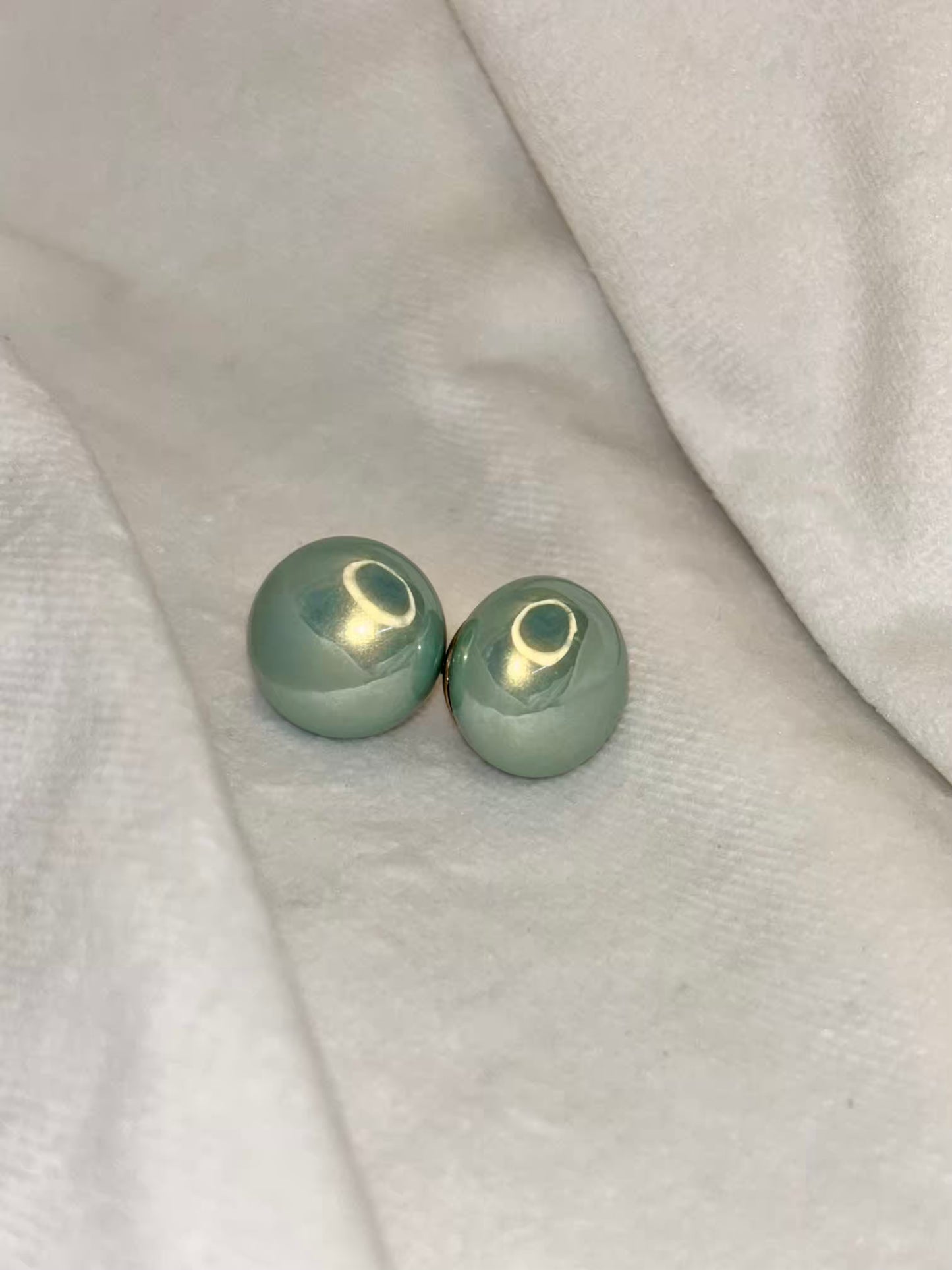 Ocean Green Pearl Earrings - Gold Plated