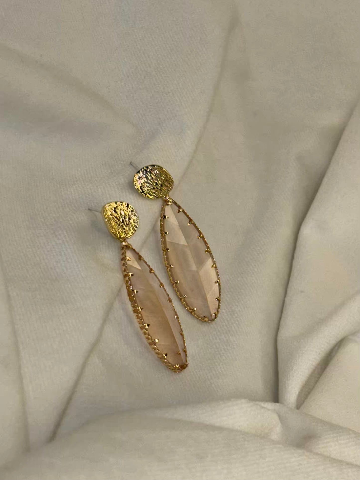 Peachy Leaf shaped Earrings - Gold Plated