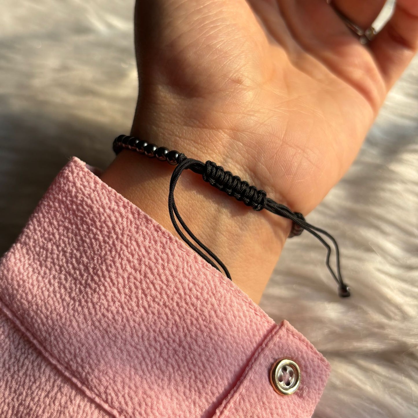 Evil Eye Sun Black Bracelet in Black Beads