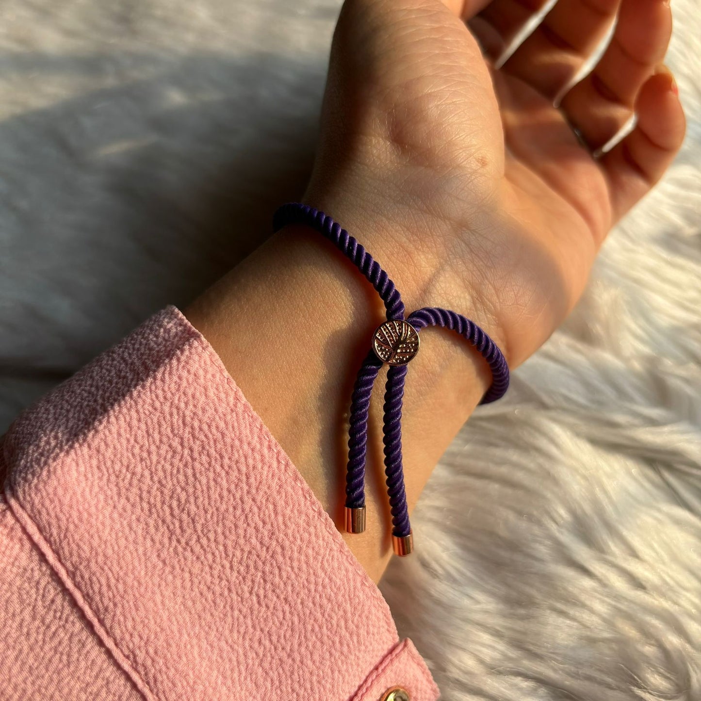 Blue Evil Eye Rose Gold Color with Purple Band Bracelet