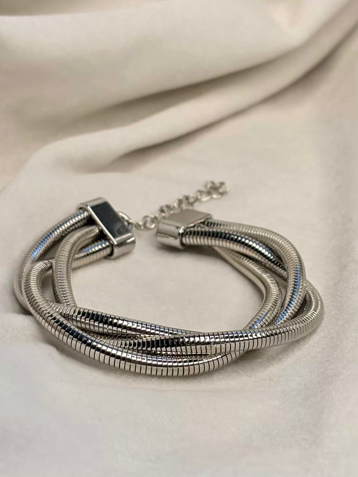 Layered Silver Bracelet Cuff