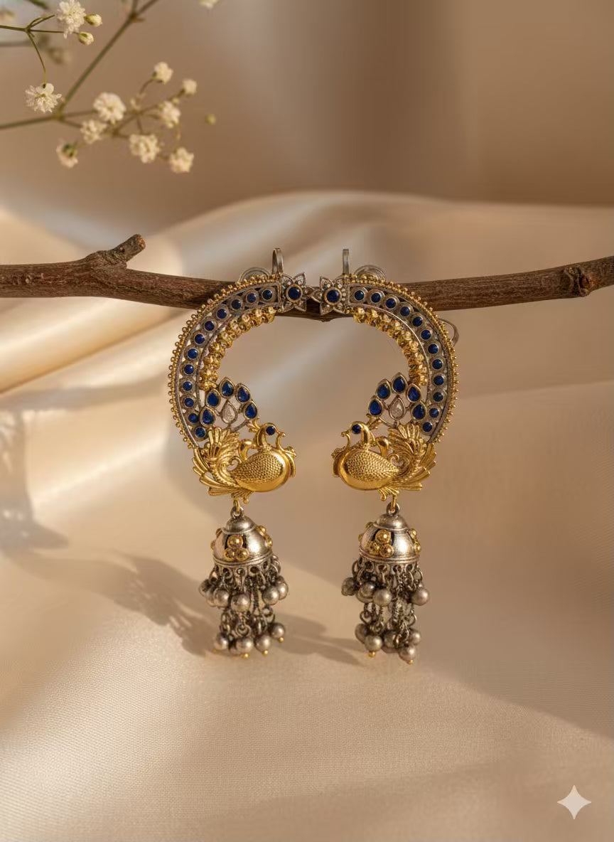 Oxidised Karnphool Kashmiri Brass of Premium Plated Ghungroo Earrings (FLAT PRICE on DIWALI DISCOUNT )