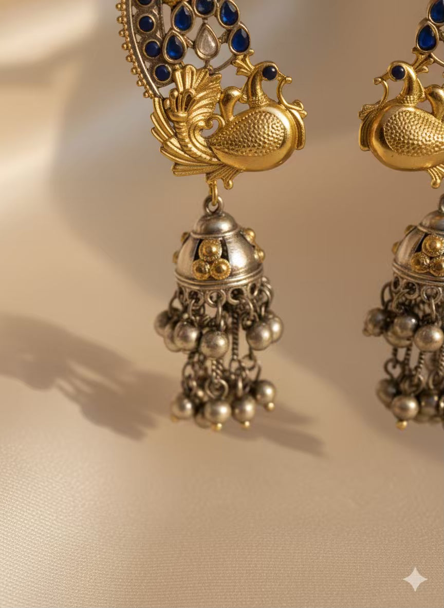 Oxidised Karnphool Kashmiri Brass of Premium Plated Ghungroo Earrings (FLAT PRICE on DIWALI DISCOUNT )