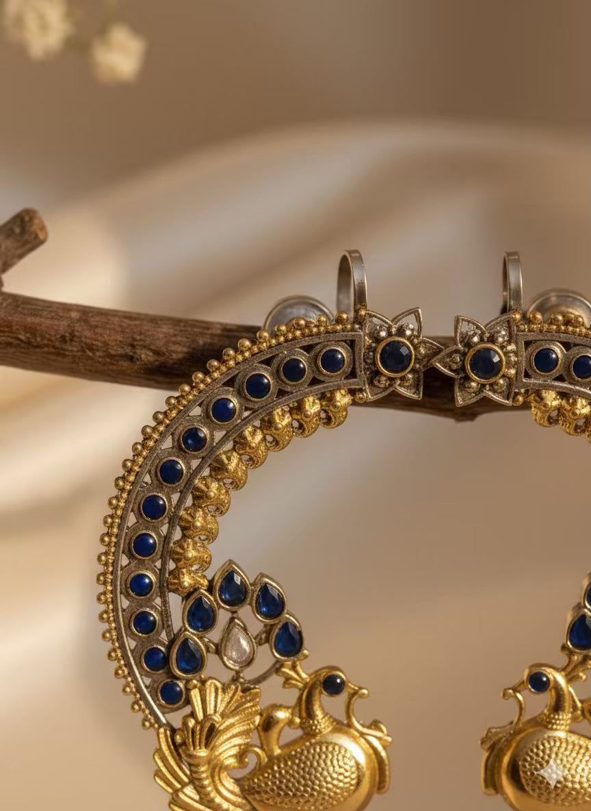 Oxidised Karnphool Kashmiri Brass of Premium Plated Ghungroo Earrings (FLAT PRICE on DIWALI DISCOUNT )