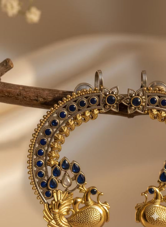 Oxidised Karnphool Kashmiri Brass of Premium Plated Ghungroo Earrings