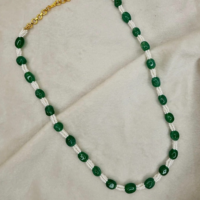 Premium Green Emerald Pearls Necklace