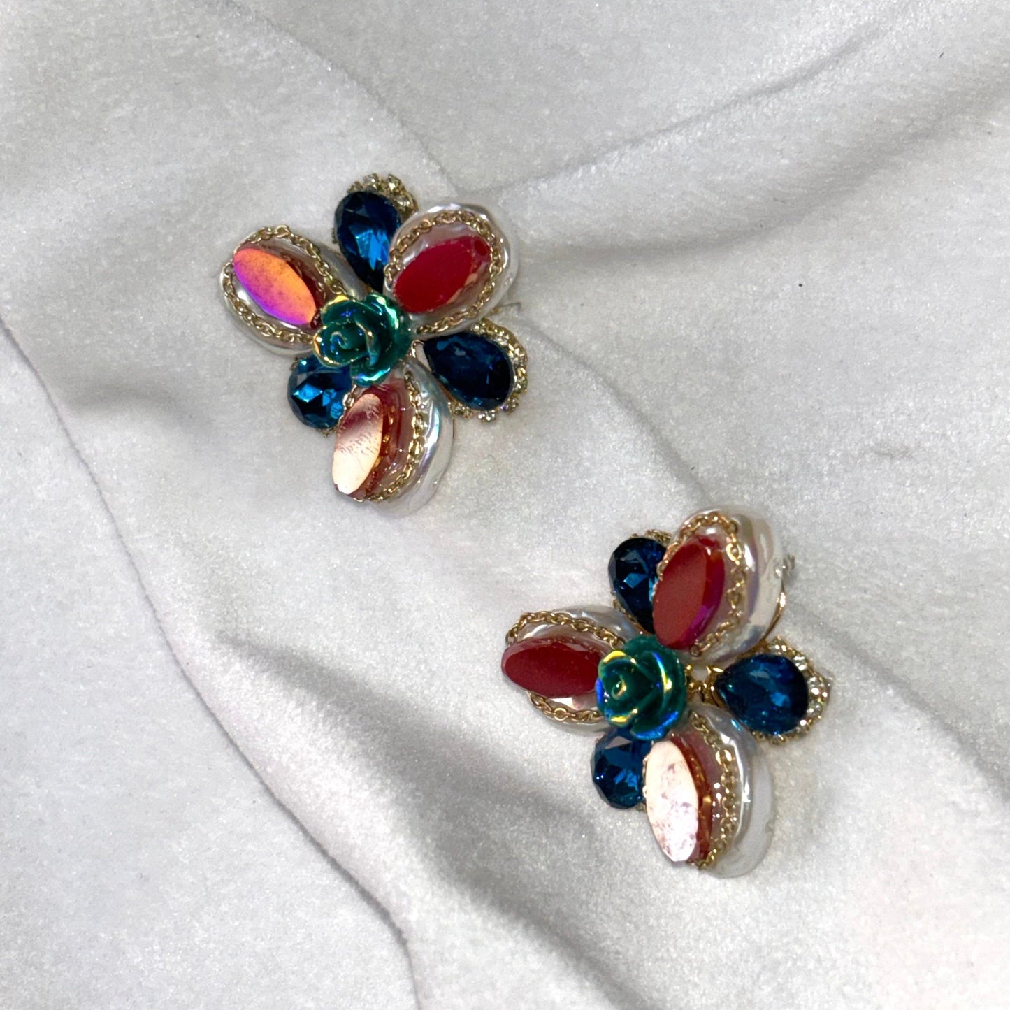 Turquoise Garnet Red Earrings - Premium