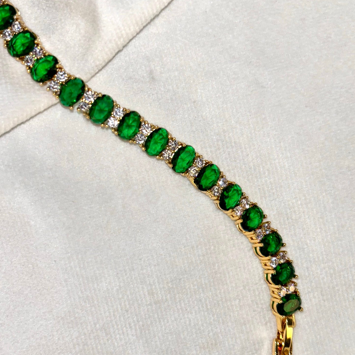 Emerald Green Tennis Bracelet ( Gold )