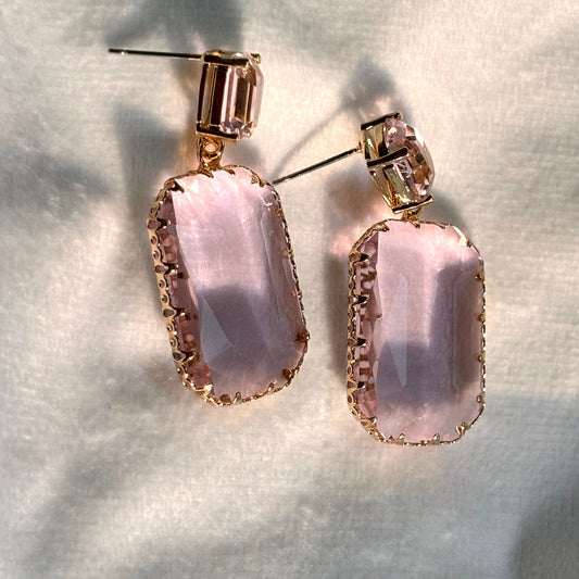 Pink Solitaire Drops Earrings