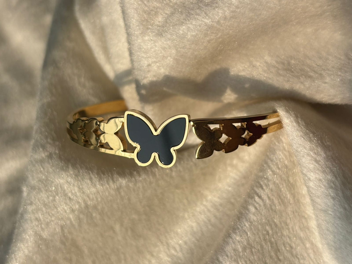 Onyx Butterfly Bangle Bracelet