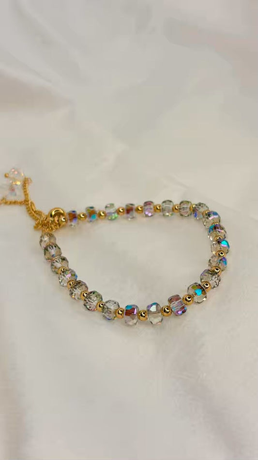 Greenish Colourful Healing Crystals Bracelet for Peace ( Adjustable )