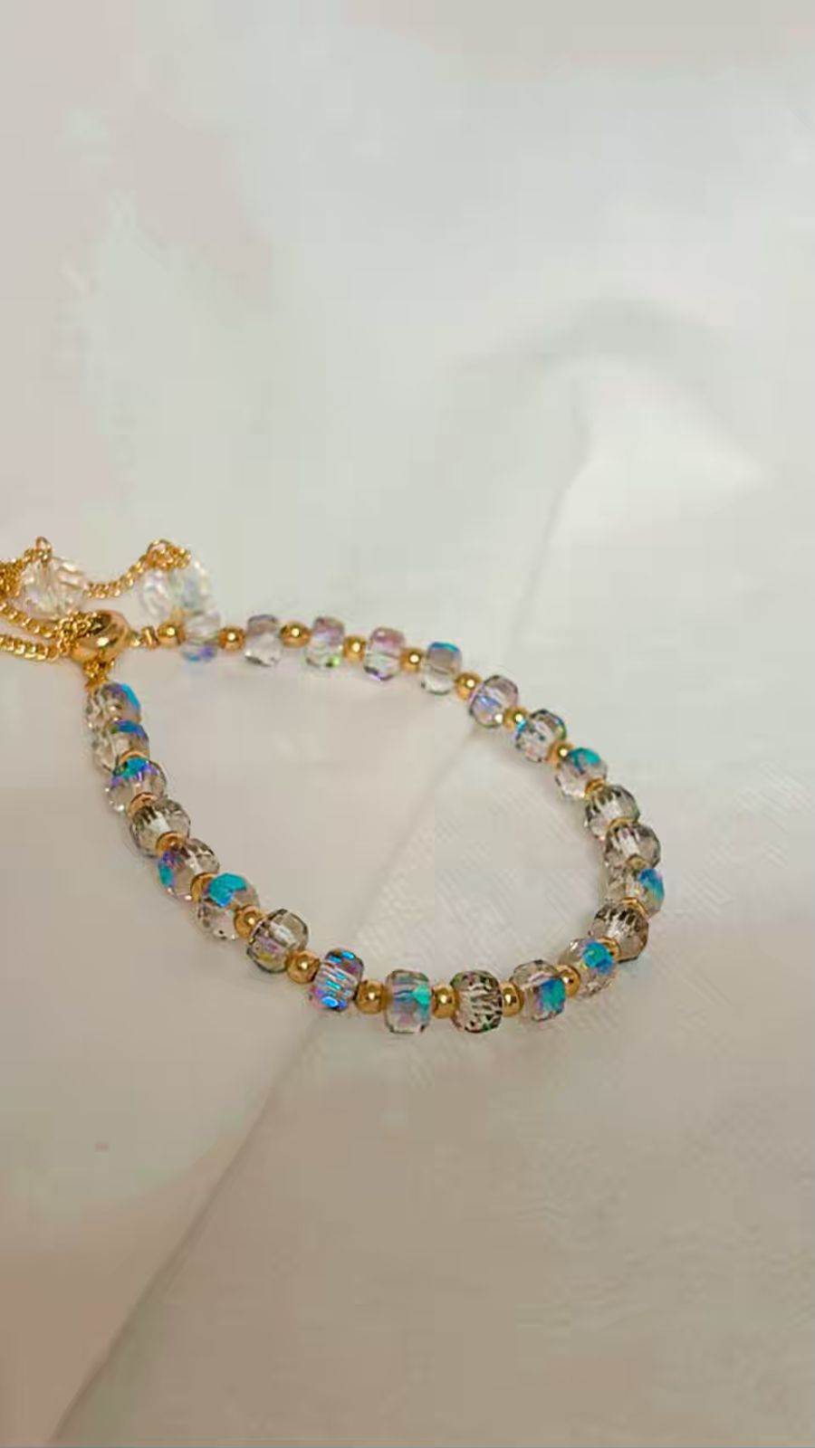 Greenish Colourful Healing Crystals Bracelet for Peace ( Adjustable )