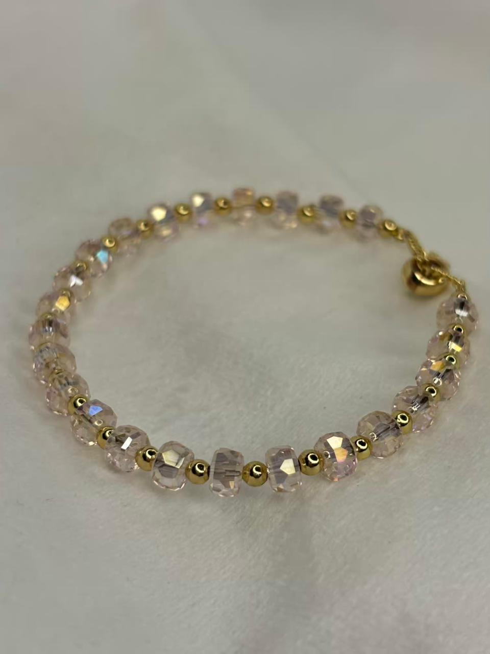 Light Pink Healing Crystal Bracelet for Calming and Self Love