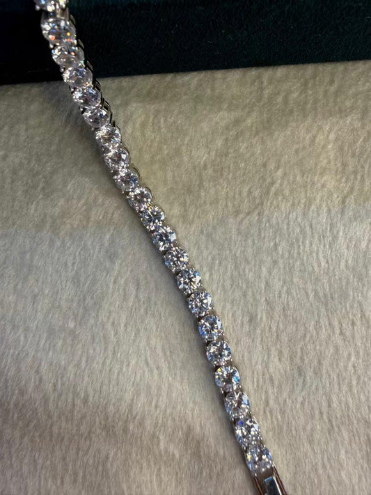 White Stones Round Shaped Silver Plated Tennis Bracelet