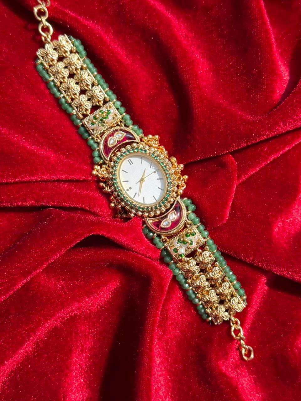 Oval Dial Gold Plated Heritage Maharani Watch
