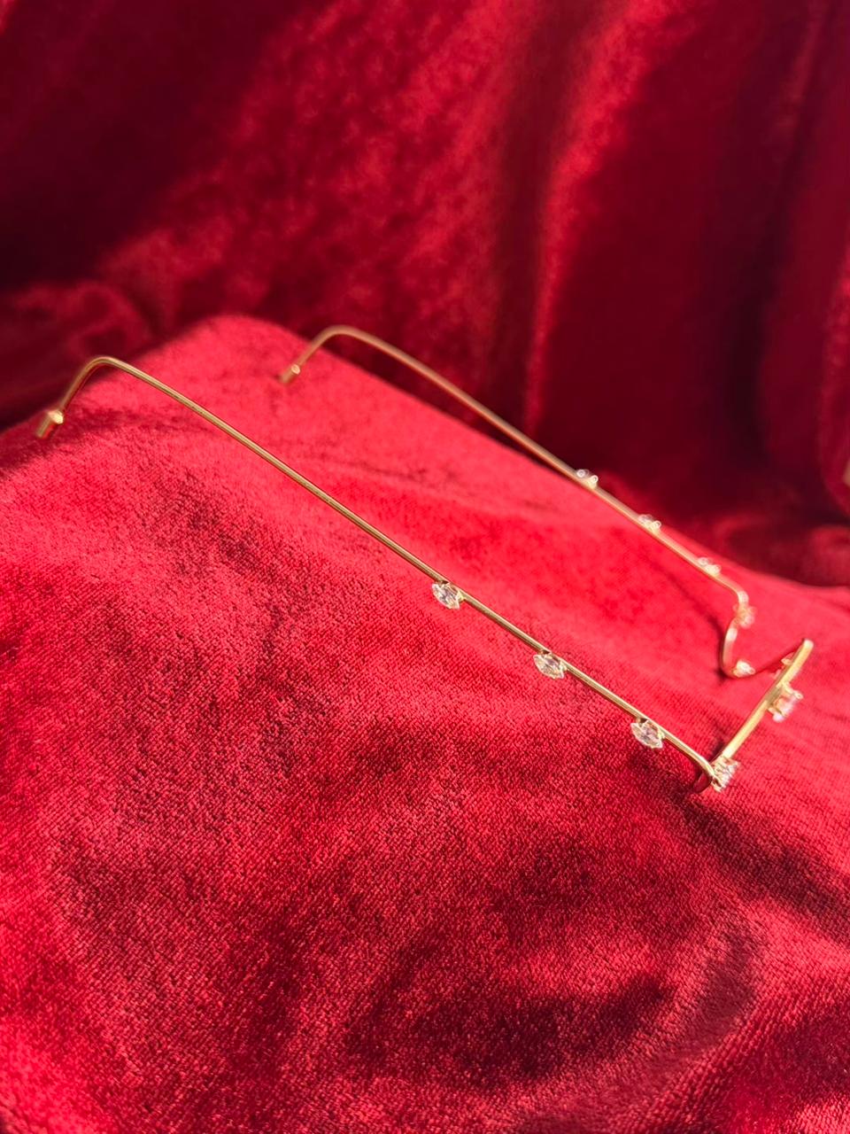 Viral Facelet – Wave Curve Crystal Drop Gold Plated Finish Design (Partial COD ₹200)