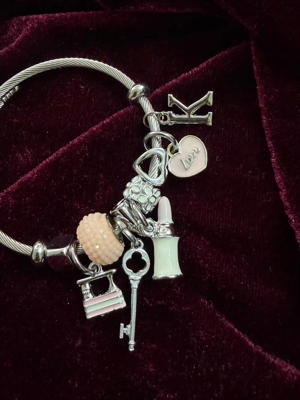 Pandora Style Silver Charms Bracelet With Customised Initial (Silver)