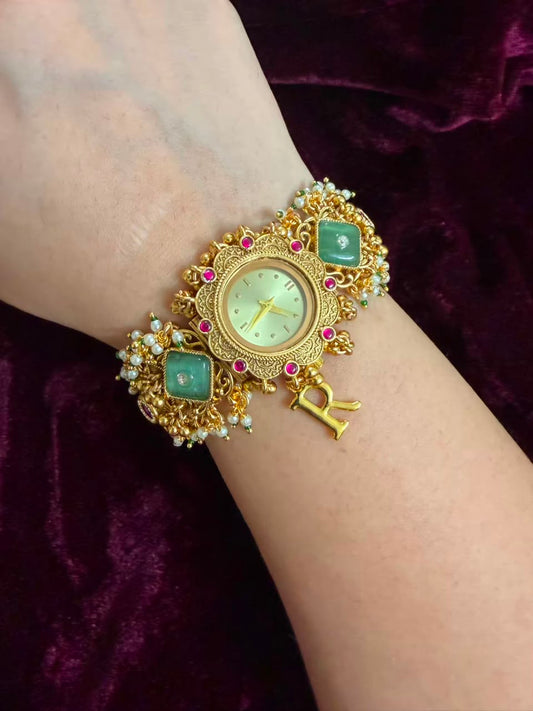 Best Seller Round Gold Dial Maharani Watch Heritage Bracelet( Price drop for last piece )