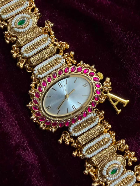 Viral Oval Dial Heritage Watch Rakhi in Premium Swarvoski( Free Initial)