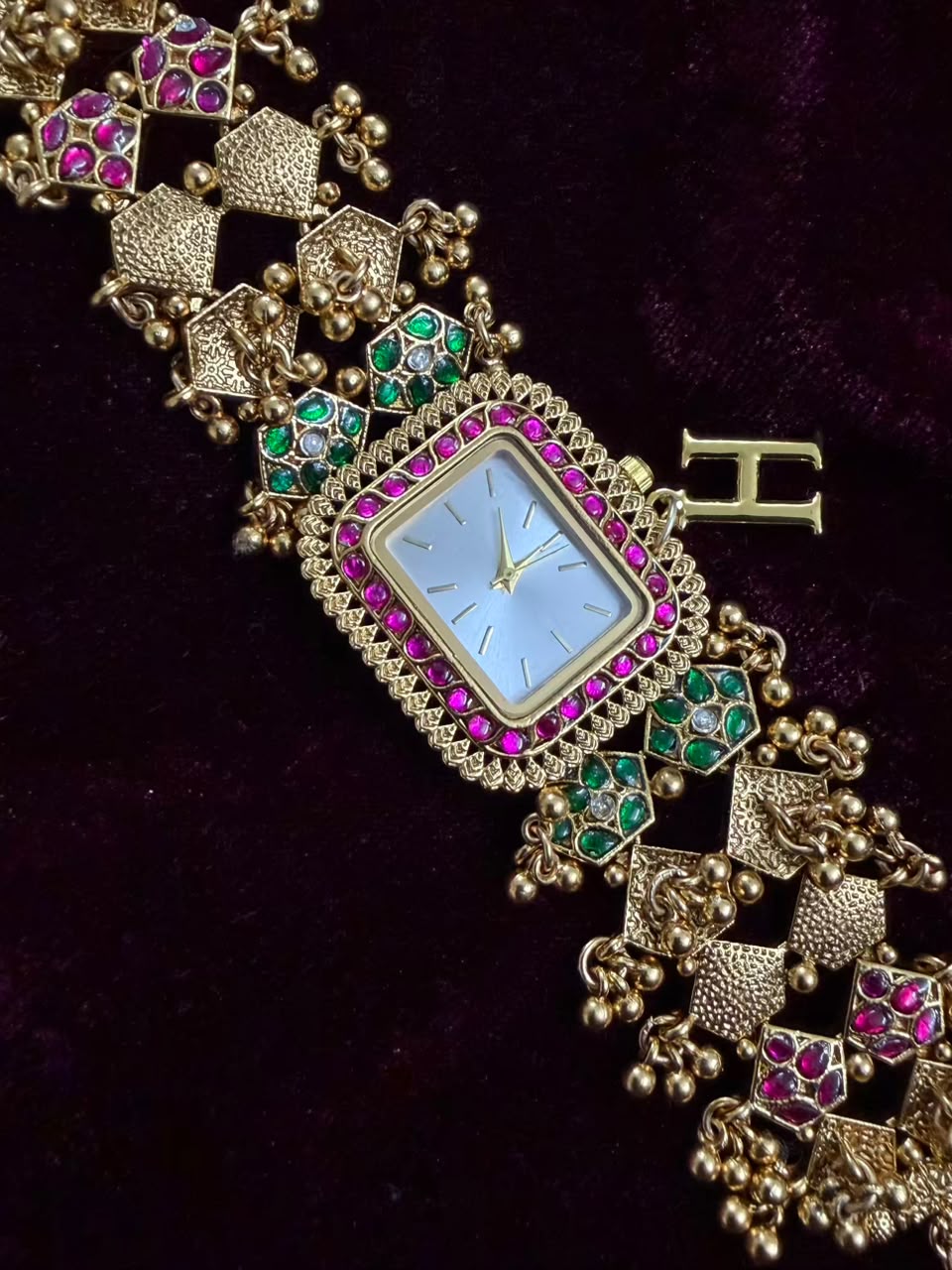 Mosaic Luxe Square Dial Watch Rakhi in Premium Swarovski (Free Initial)