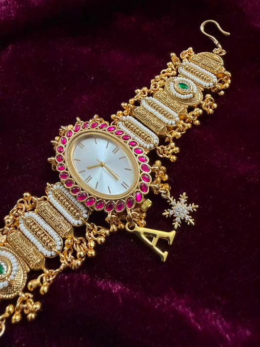 Royal Oval Dial Luxury Watch Rakhi in Premium Swarovski (Free Initial)