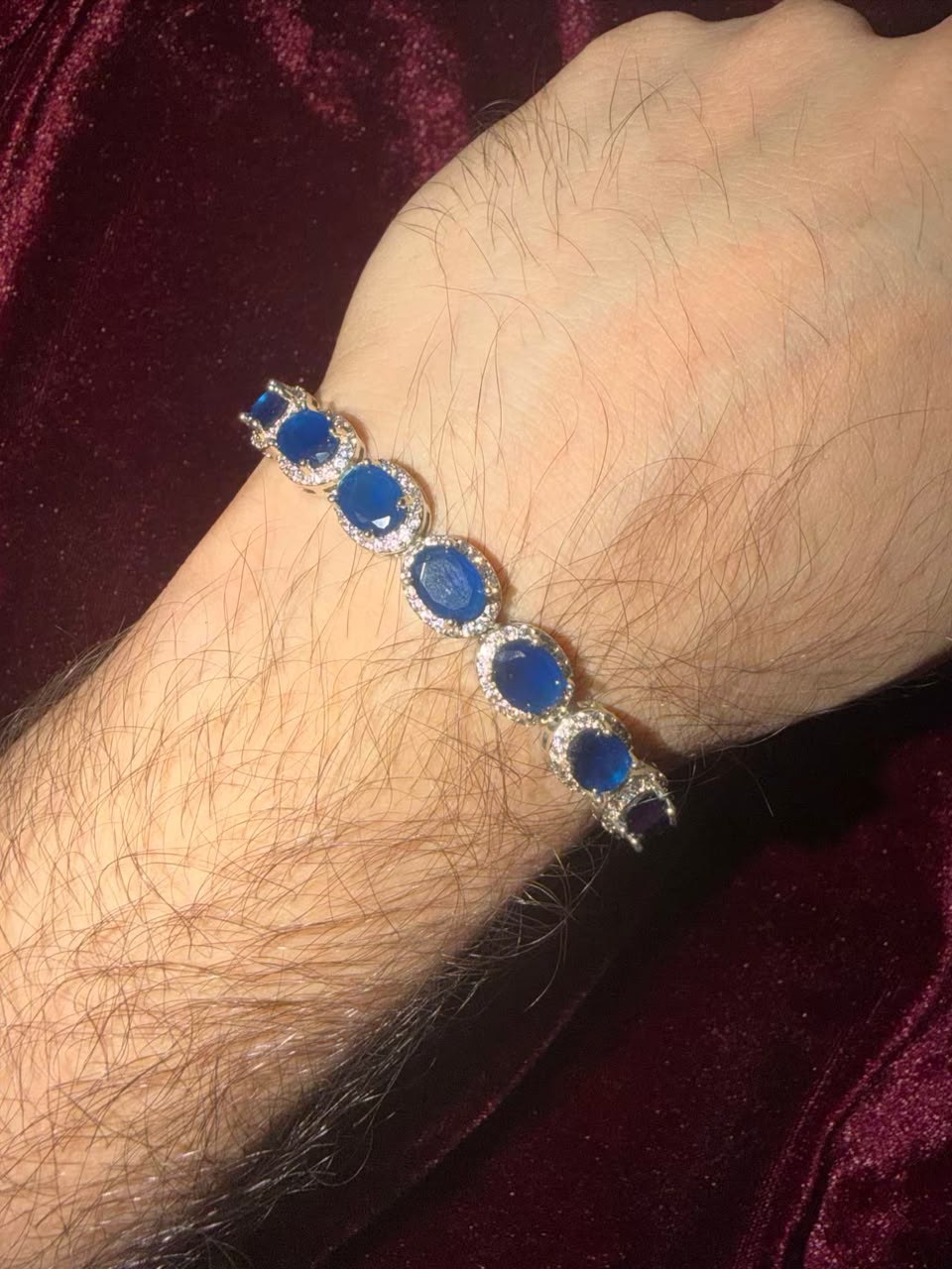 Men's Blue Oval Tennis Rakhi Bracelet