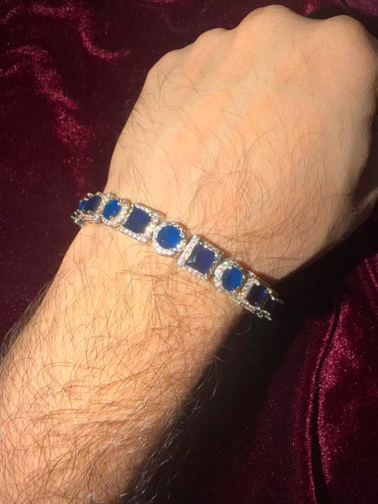 Men's Square & Round Blue Tennis Bracelet