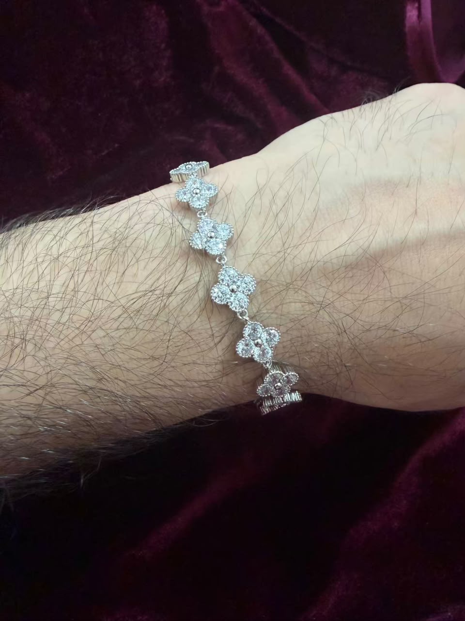 Men's Floral Diamond Tennis Rakhi Bracelet