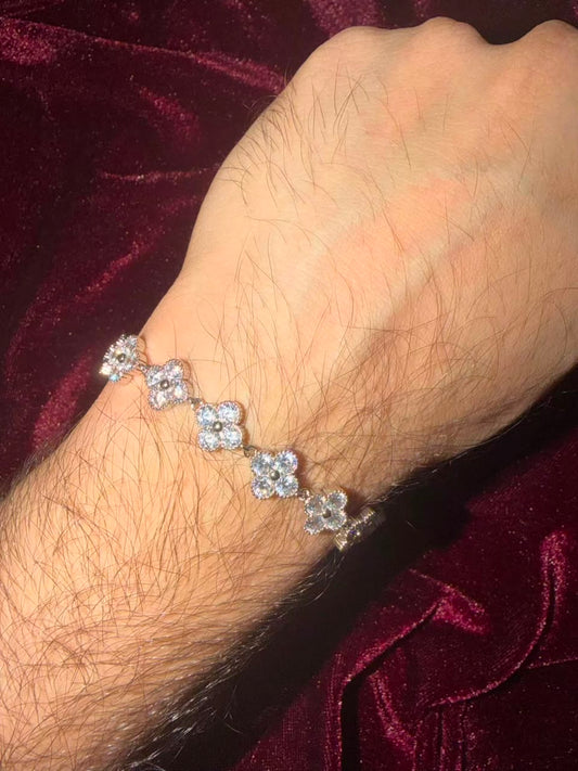 Men's Floral Diamond Tennis Rakhi Bracelet