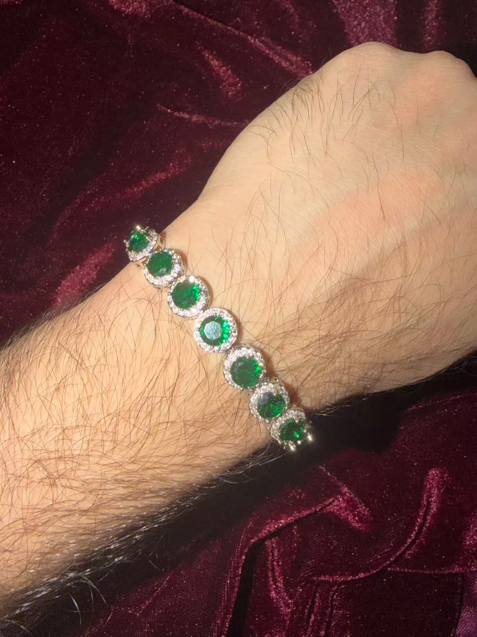 Men's Green Round Halo Tennis Rakhi Bracelet